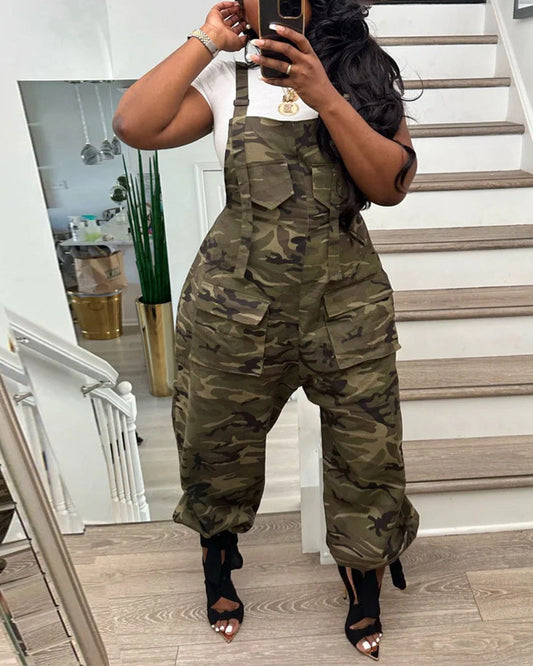 HUSTLE SEASON CAMO OVERALL JUMPSUIT
